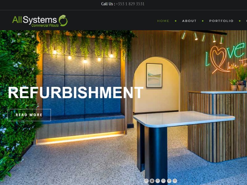 All Systems Commercial Fit Out website built by Marketing For Trades