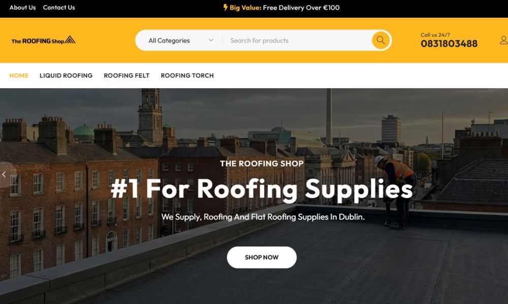 The Roofing Shop website built by Marketing For Trades