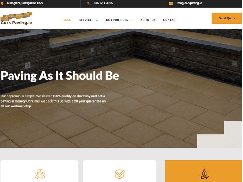 Cork Paving Contractors website built by Marketing For Trades