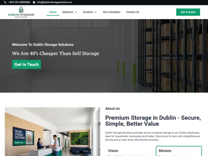 Dublin Storage Solutions website built by Marketing For Trades