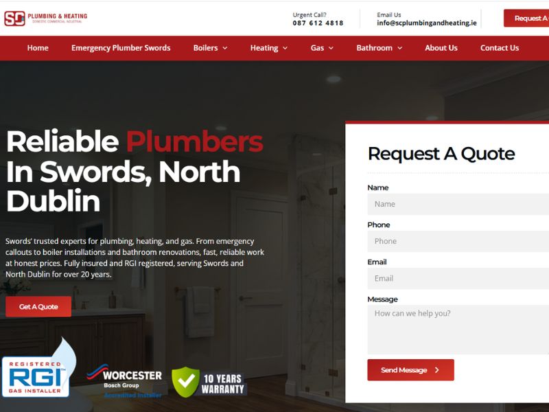 SC Plumbing and Heating website built by Marketing For Trades