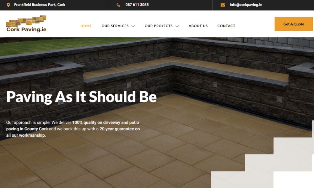 Cork Paving Contractors website and local SEO project