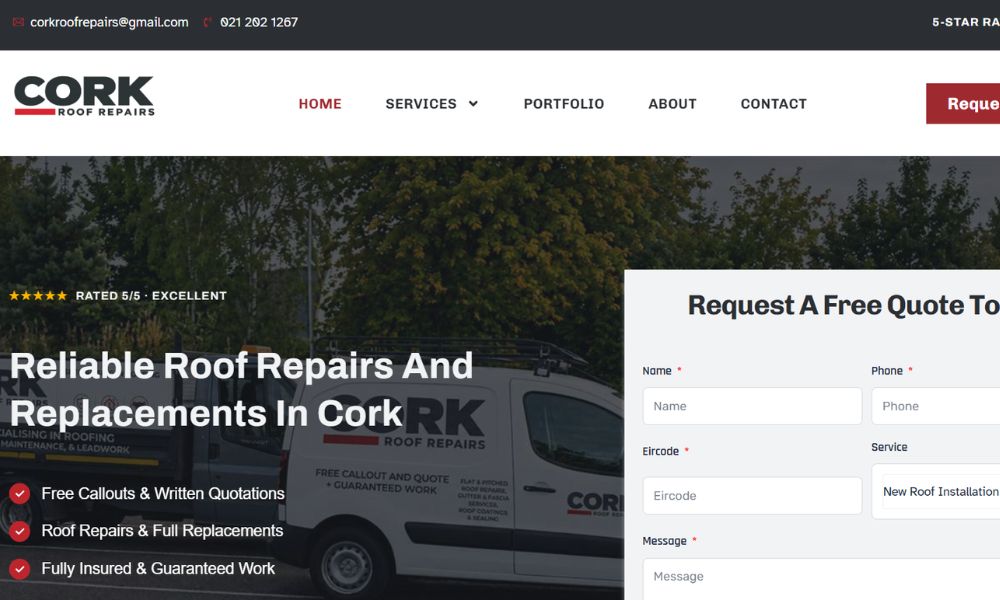 Cork Roof Repairs website project