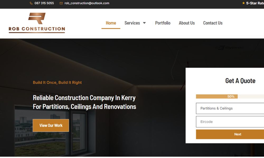 ROB Construction Kerry website and SEO project