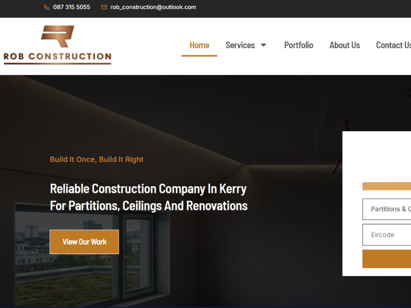 Rob Construction website built by Marketing For Trades
